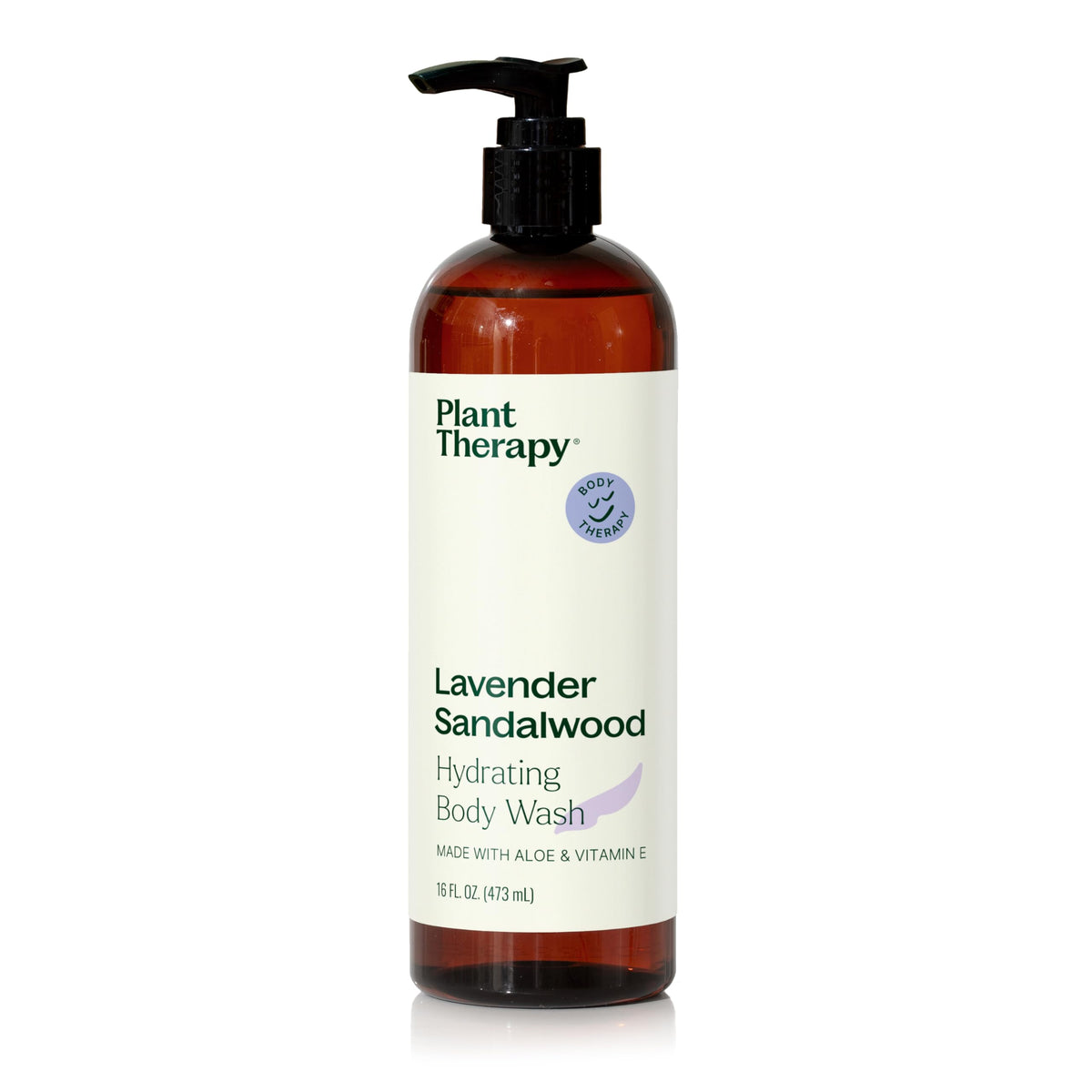 Plant Therapy Lavender Sandalwood body wash bottle for a soothing cleanse