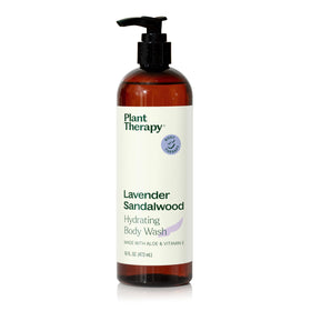 Plant Therapy Lavender Sandalwood body wash bottle for a soothing cleanse