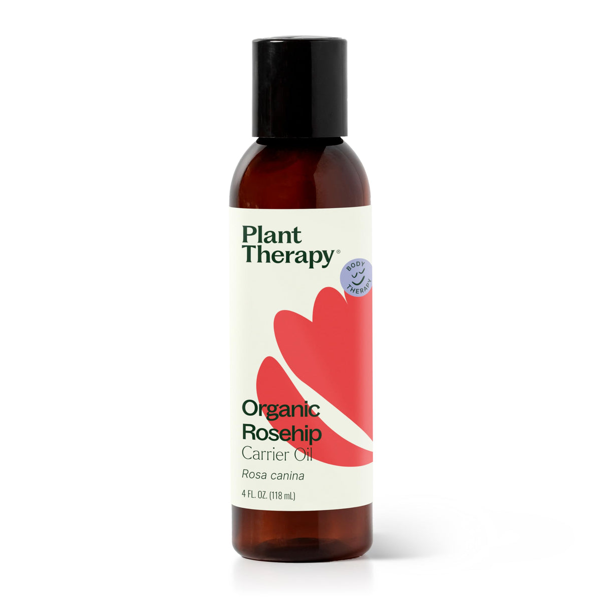 Plant Therapy Rosehip Oil bottle promotes daily skin hydration.