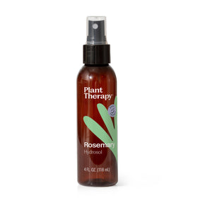 Plant Therapy Rosemary Hydrosol 4oz bottle viewed for skin toner and refreshing mist.
