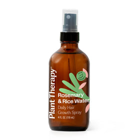 Plant Therapy Rosemary & Rice Water Spray bottle on display for daily use, lightweight and refreshing.
