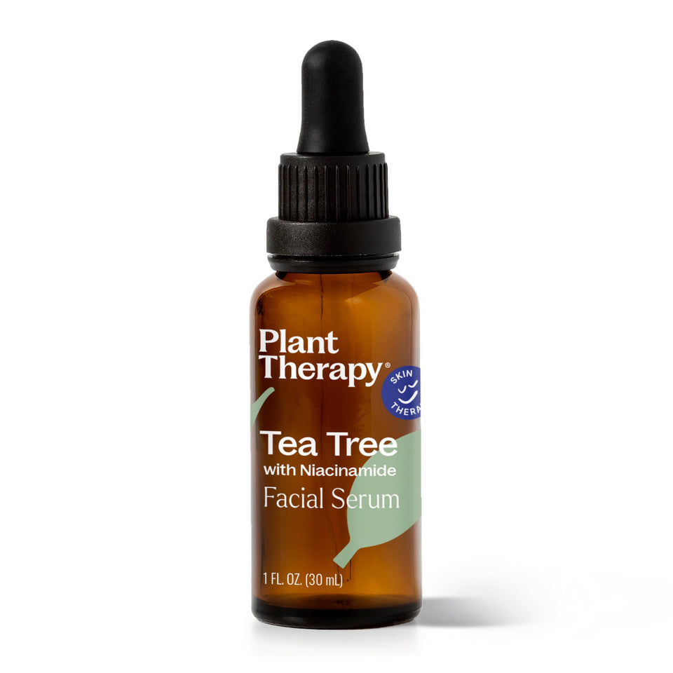 Plant Therapy Tea Tree Niacinamide Serum bottle for refreshed, hydrated skin.
