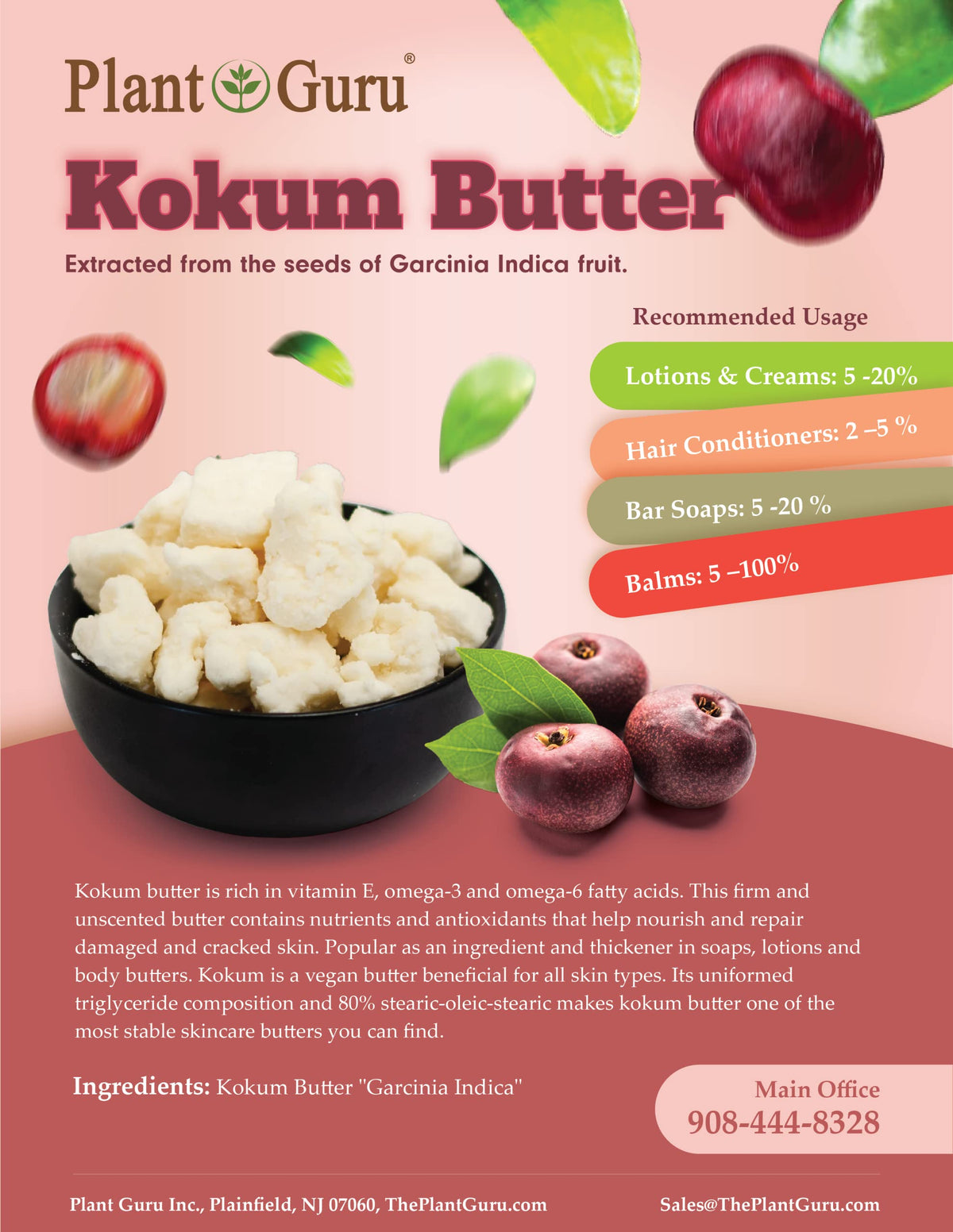 Plant Guru Kokum Butter for hair care supports scalp moisture and elasticity