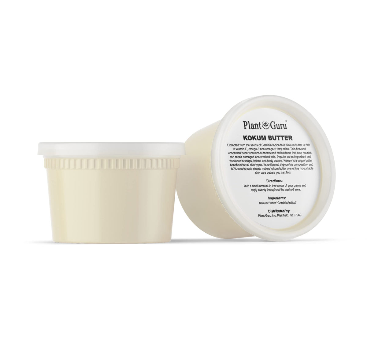 Plant Guru Kokum Butter ingredients panel shows vegan, natural composition for skin care