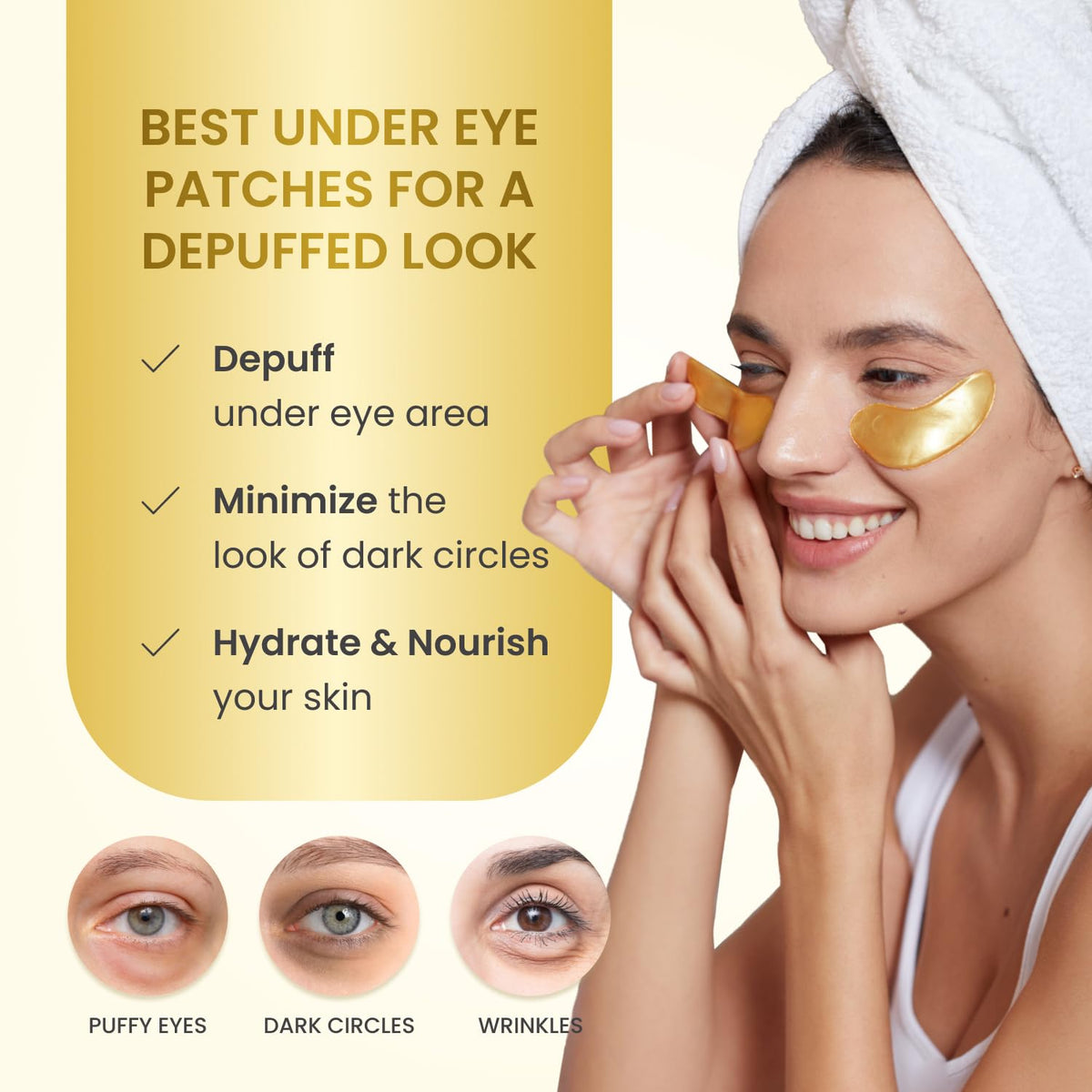 PLANTIFIQUE 24K Gold Eye Patches tin close-up highlighting luxury hydration