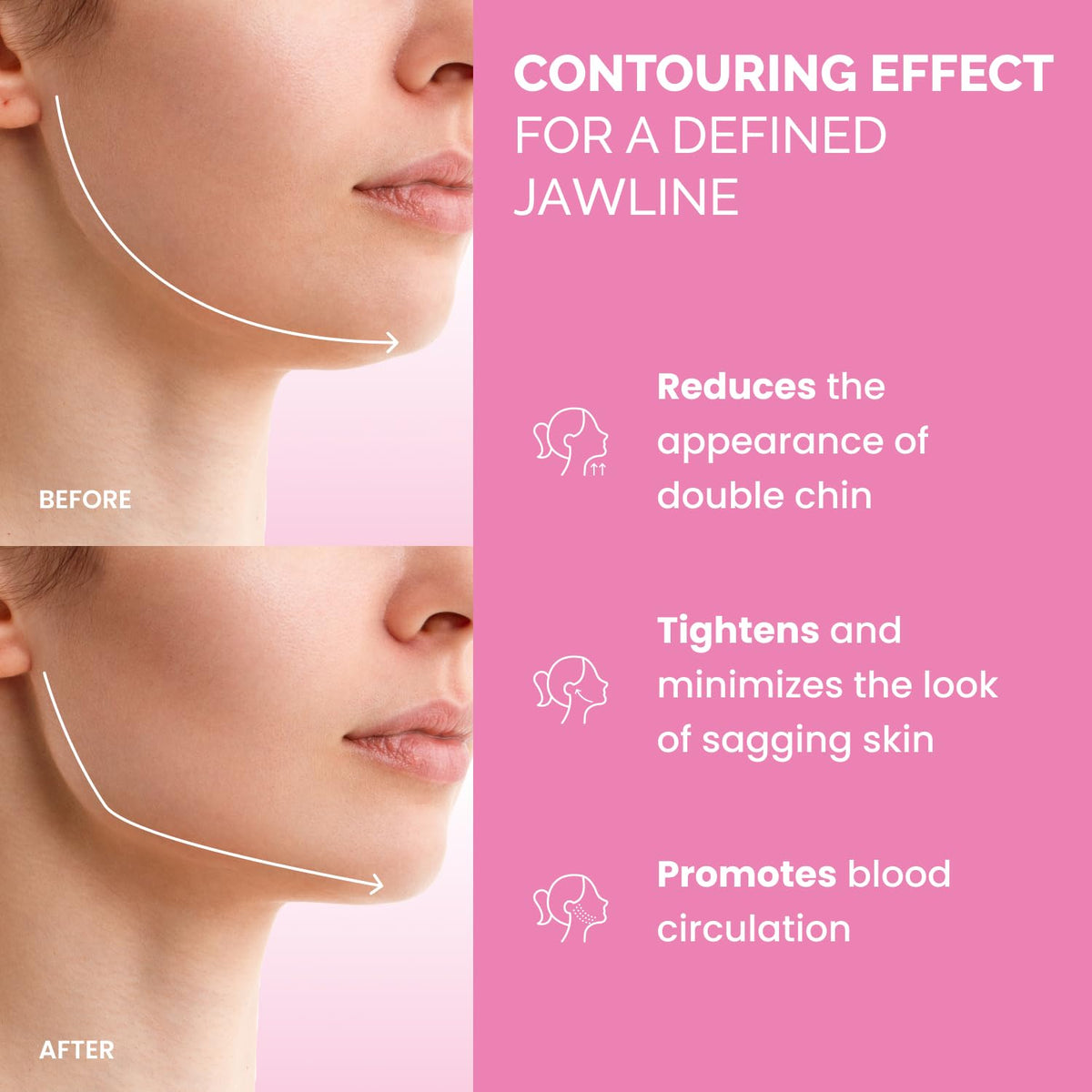 Plantifique chin strap skin-friendly fabric supports daily contouring.