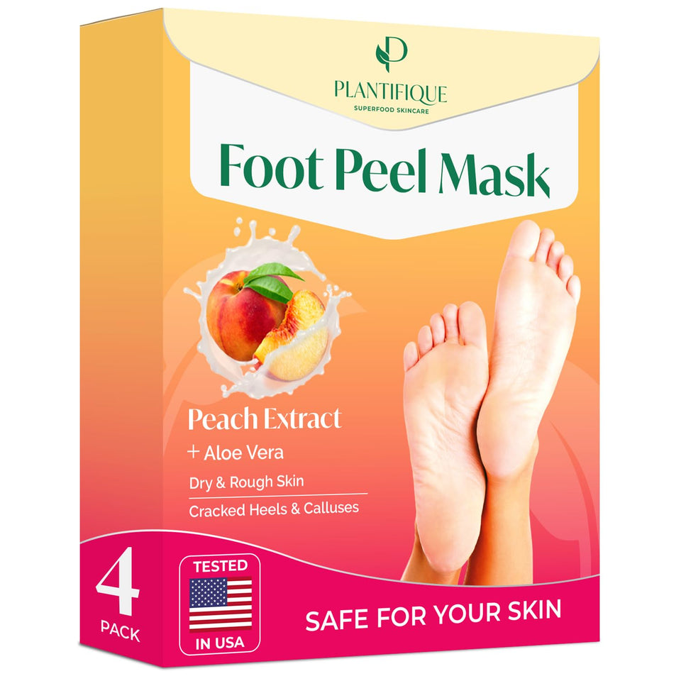 Plantifique foot peeling mask 4-pack for smoother heels and renewed skin.