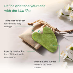 Plantifique jade gua sha tool in motion during face massage