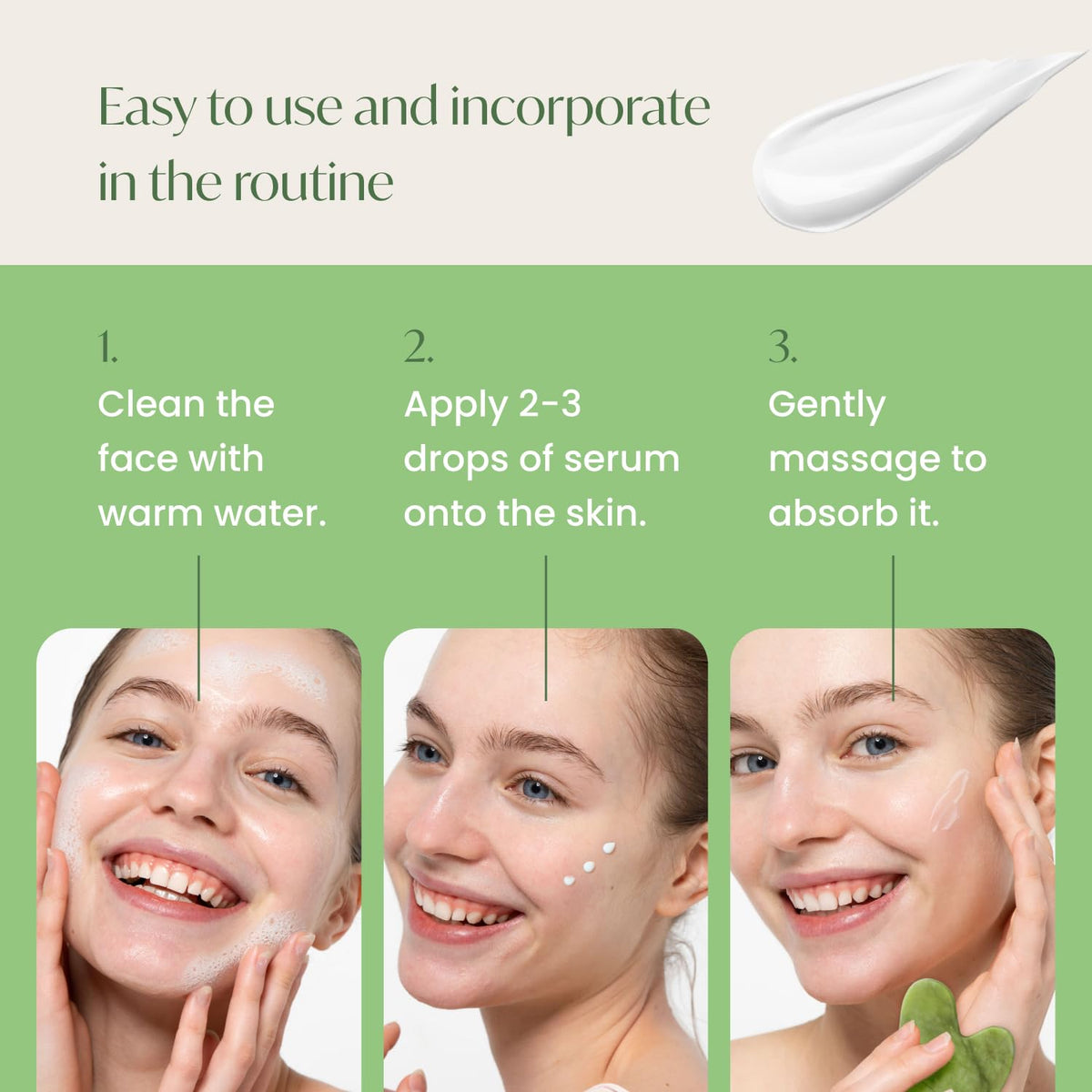 Plantifique hyaluronic acid drops on skin for lasting hydration
