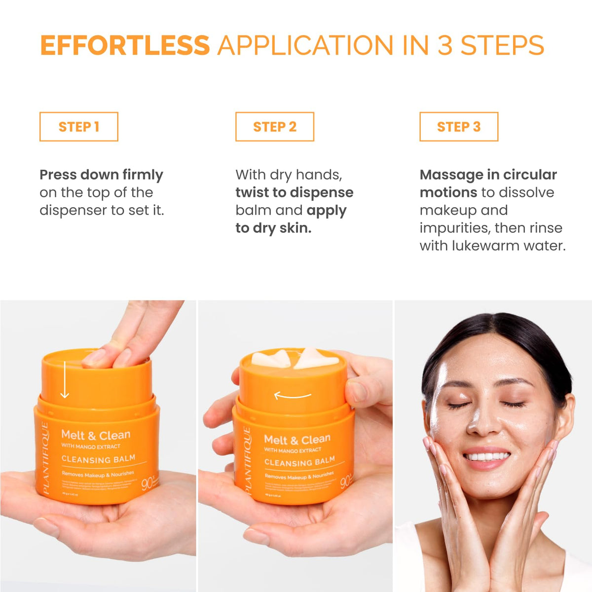 PLANTIFIQUE cleansing balm with hyaluronic acid and ceramide promotes hydration.