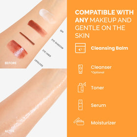 PLANTIFIQUE cleansing balm on skin shows hydrating melting texture.