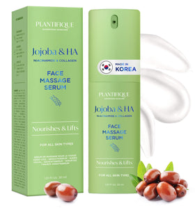 Plantifique Korean Jojoba Oil & Hyaluronic Serum bottle showing deep hydration in action