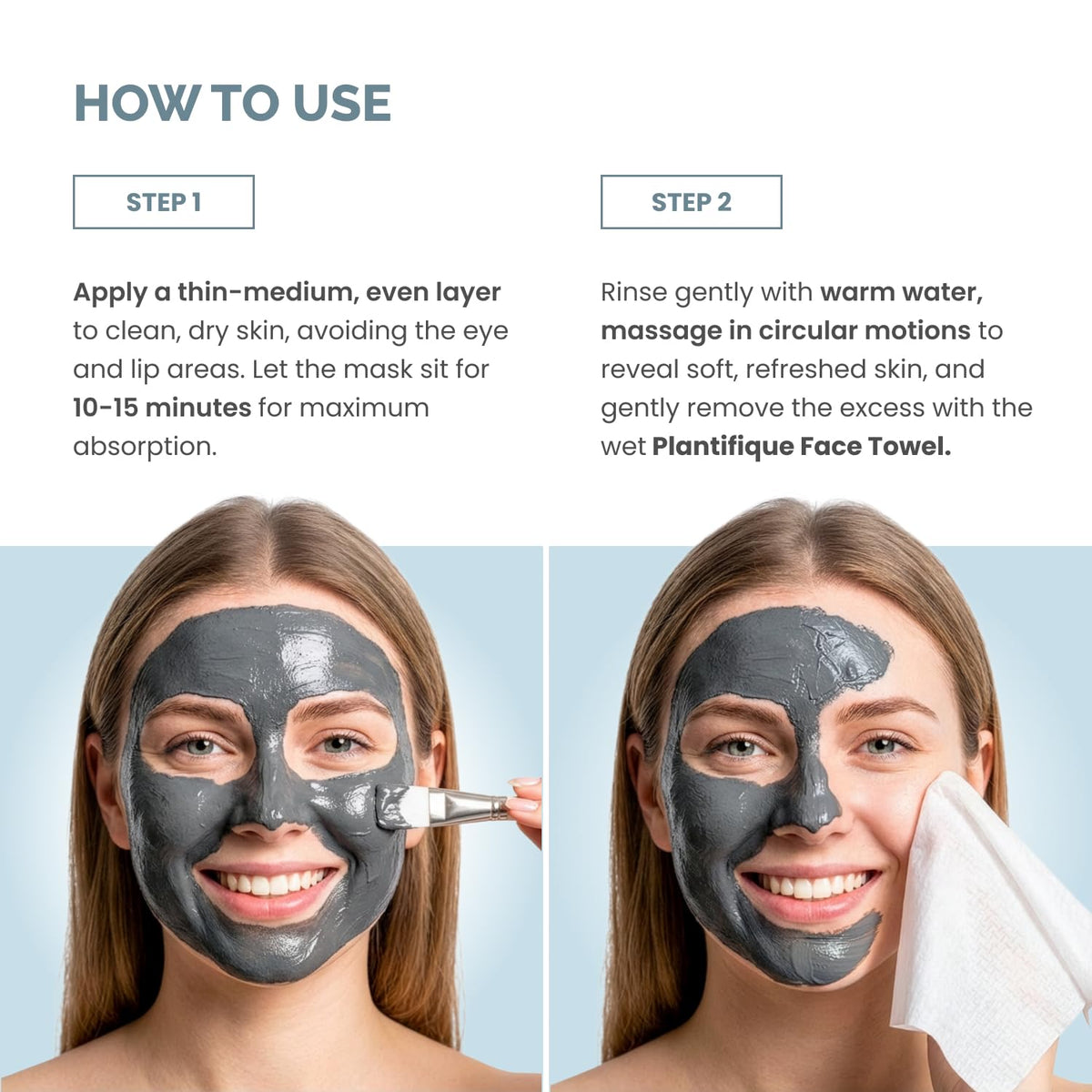 PLANTIFIQUE charcoal and volcanic ash ingredients close-up for detoxing effects.