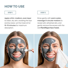 PLANTIFIQUE charcoal and volcanic ash ingredients close-up for detoxing effects.