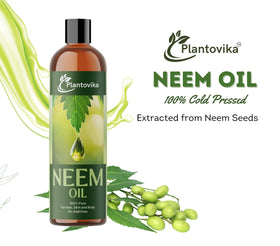 Plantovika Neem Oil cold-press close-up shows purity for natural care.