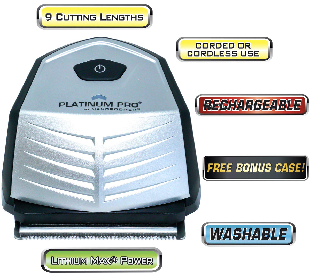 Platinum Pro Mangroomer 9-length combs for fades, crews, and buzz cuts.
