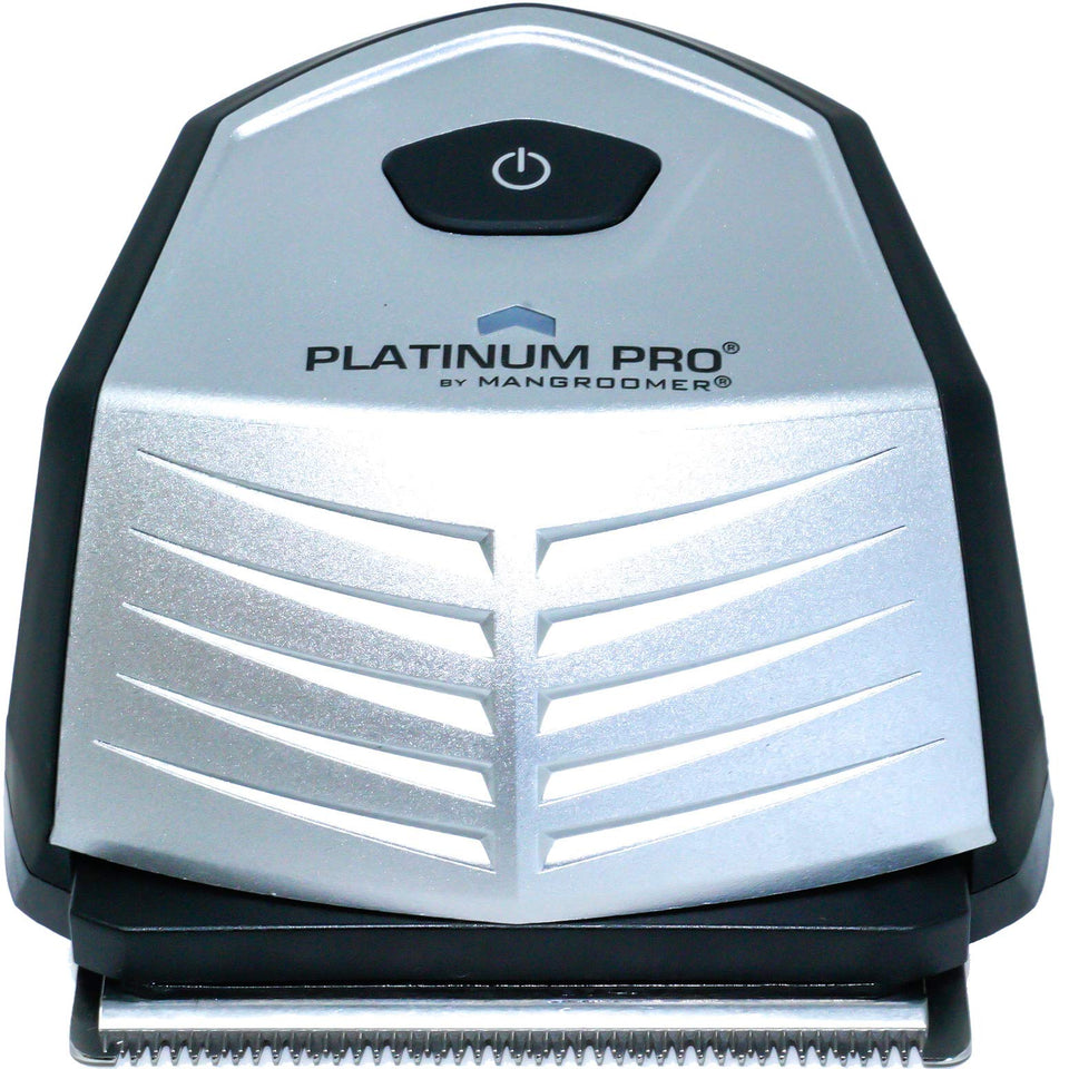 Platinum Pro Mangroomer self-haircut kit with ergonomic handle for precise grooming at home.