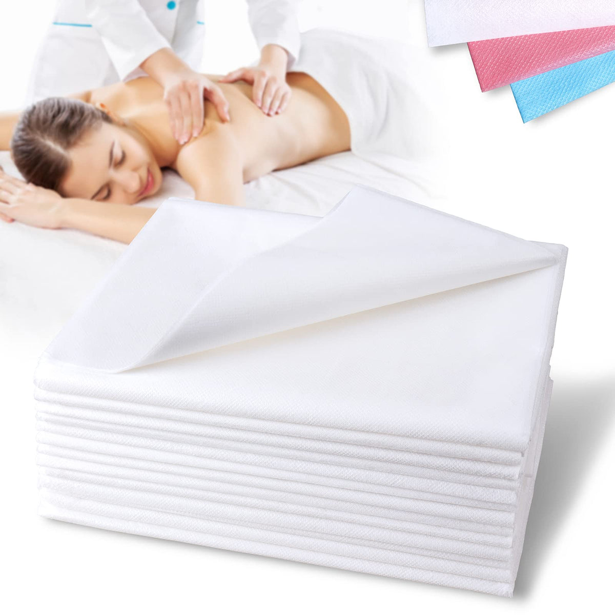 Platonee disposable bed sheets, 31x78 inches, for quick, clean spa or hotel setup.