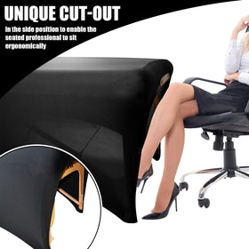 Platonee elastic bed cover demonstrating no-slip stability on a massage table