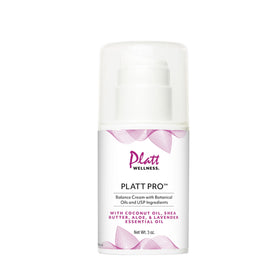 Platt Wellness Platt Pro Balance Cream lavender bottle highlights botanical-based formula for daily skincare.