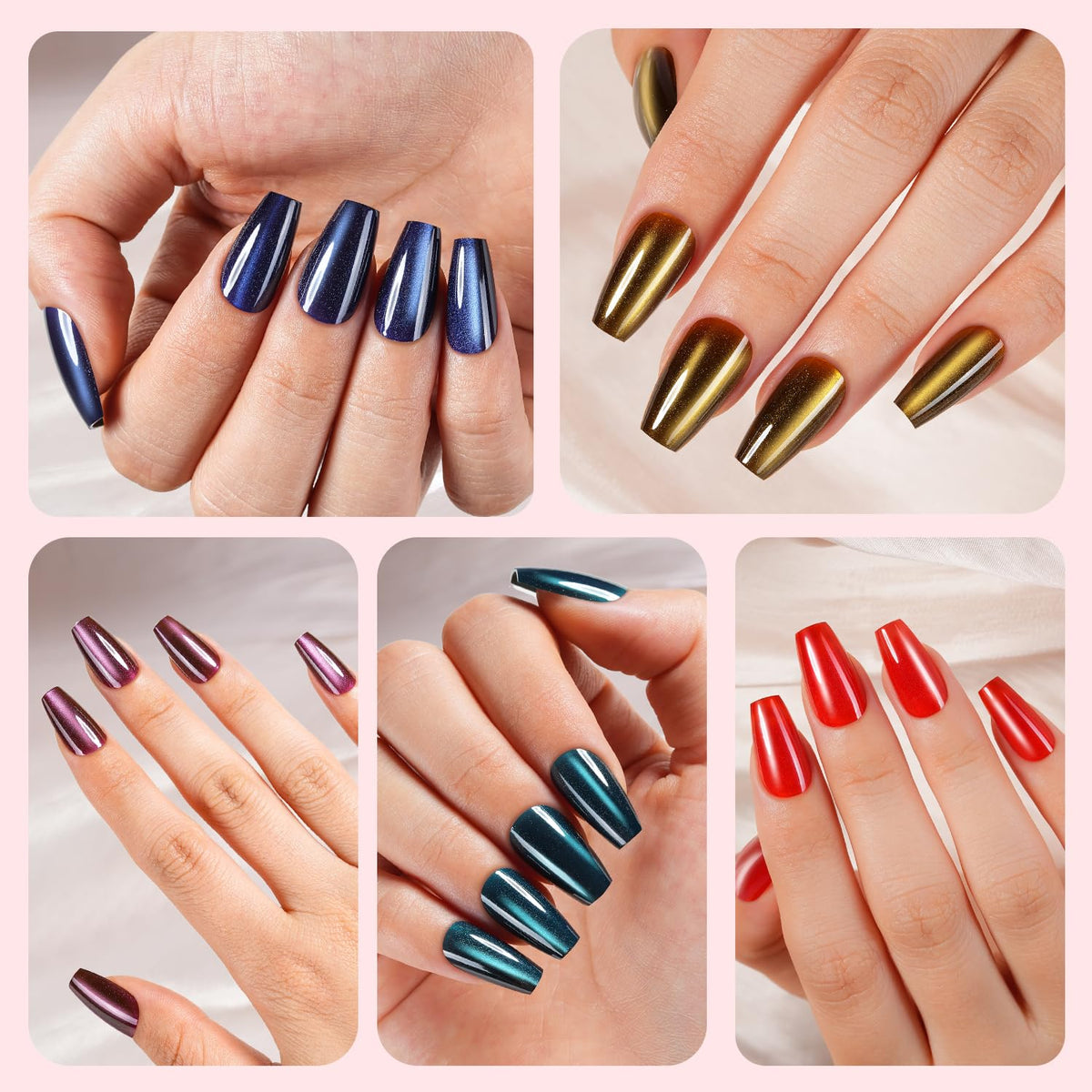 Plauva Cat Eye Nails, 300 tips, ready-to-apply for quick DIY manicure at home