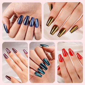 Plauva Cat Eye Nails, 300 tips, ready-to-apply for quick DIY manicure at home