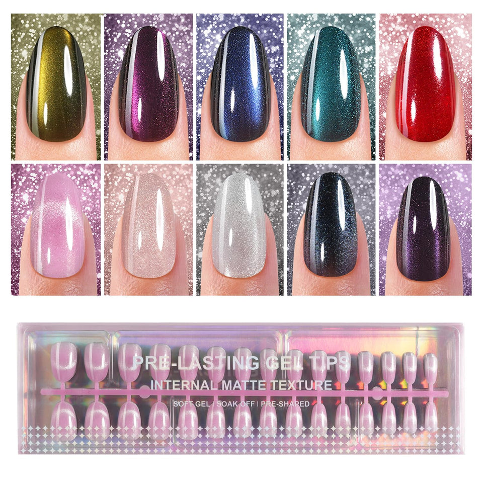 Plauva cat-eye nails 300pcs for quick, secure DIY manicures.