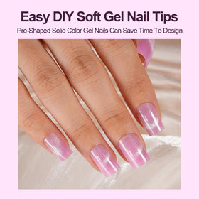 Plauva Cat Eye nails close up showing glitter cat eye effect for chic style
