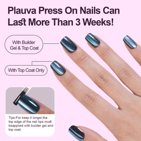 Plauva nails with thin rear edge for precise cuticle-to-edge fit.