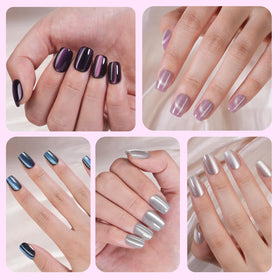 Plauva press-on nails close-up highlighting easy application.