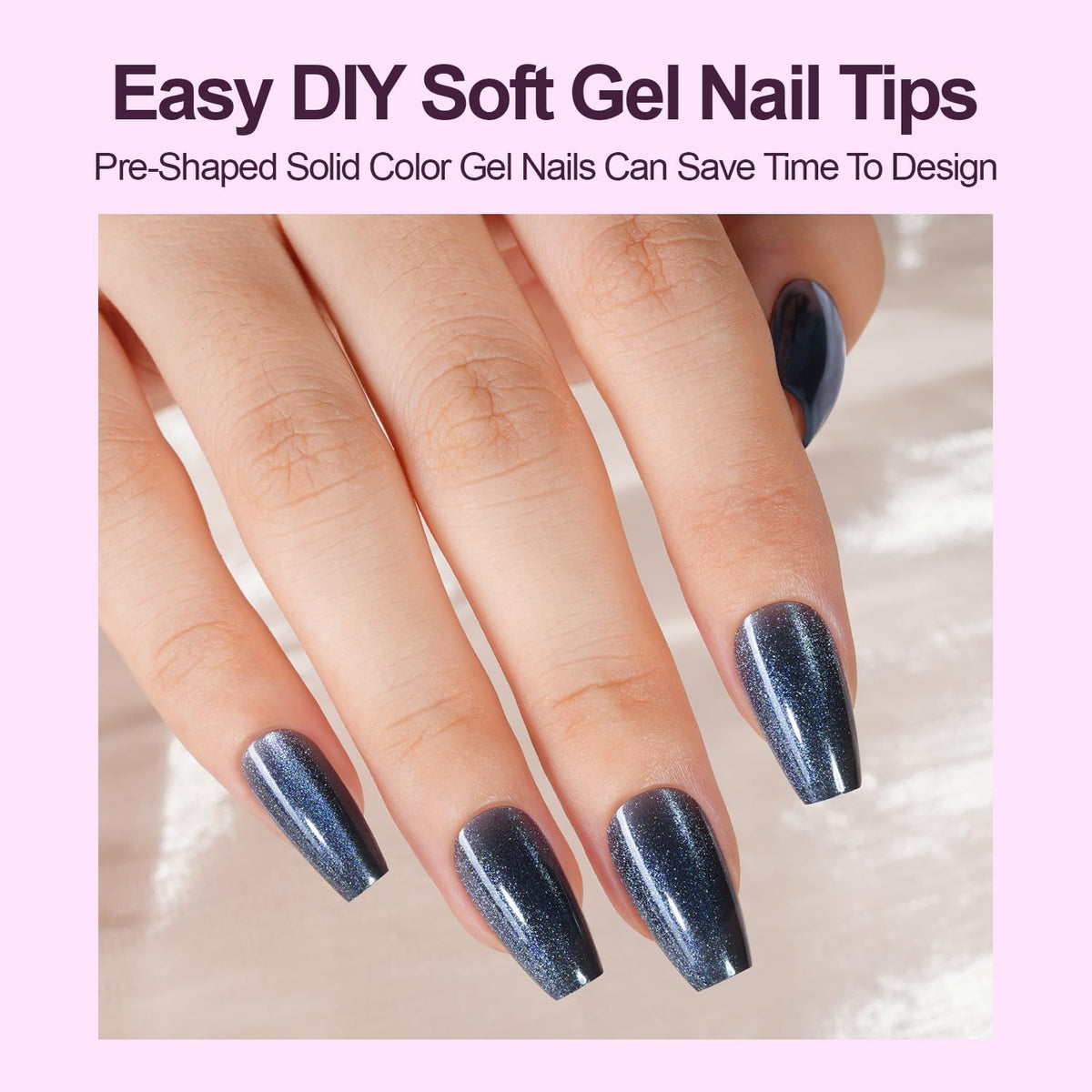 Plauva Cat Eye Nail Tips Soft Gel deliver comfortable day-long wear with dramatic 3D sparkle