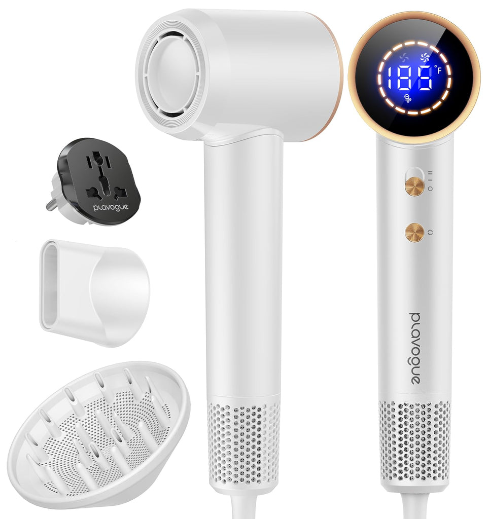 PLAVOGUE dual voltage travel dryer with diffuser for frizz control on the go
