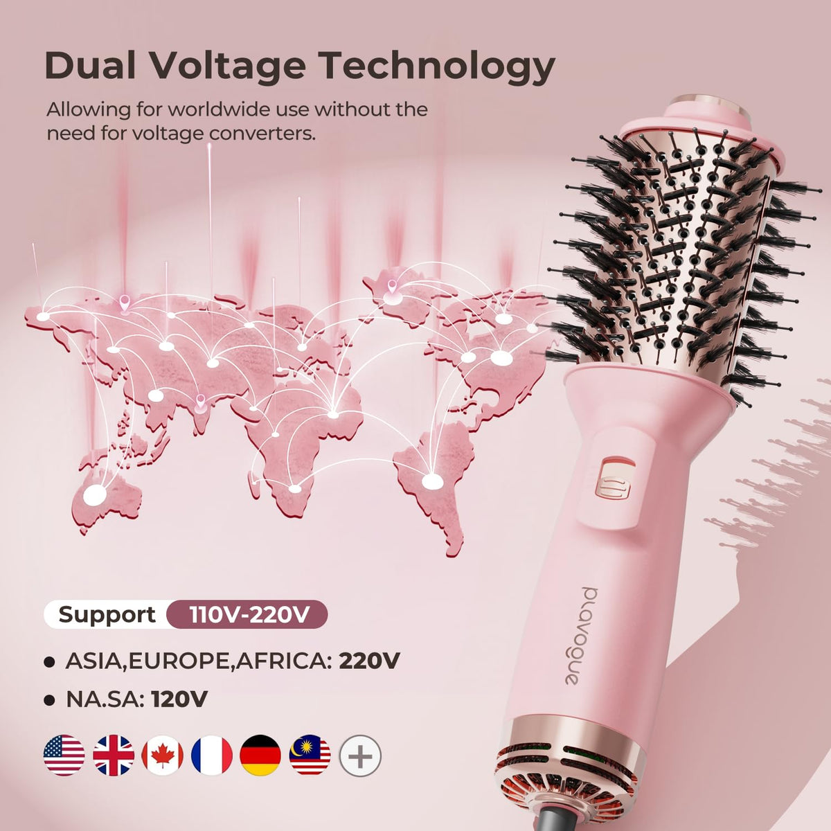 PLAVOGUE ionic technology for smoother hair.