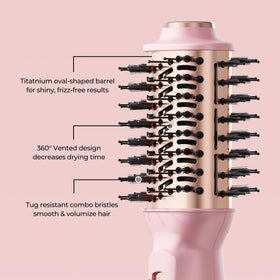 PLAVOGUE one-step hair dryer brush in action delivering fast styling.