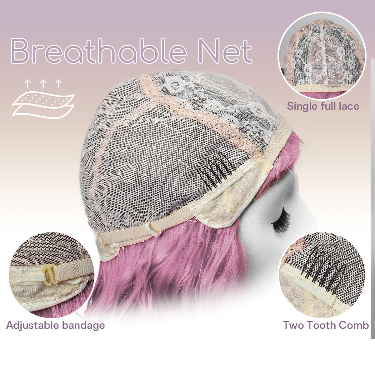 Plenday breathable wig cap stays cool for comfortable wear.