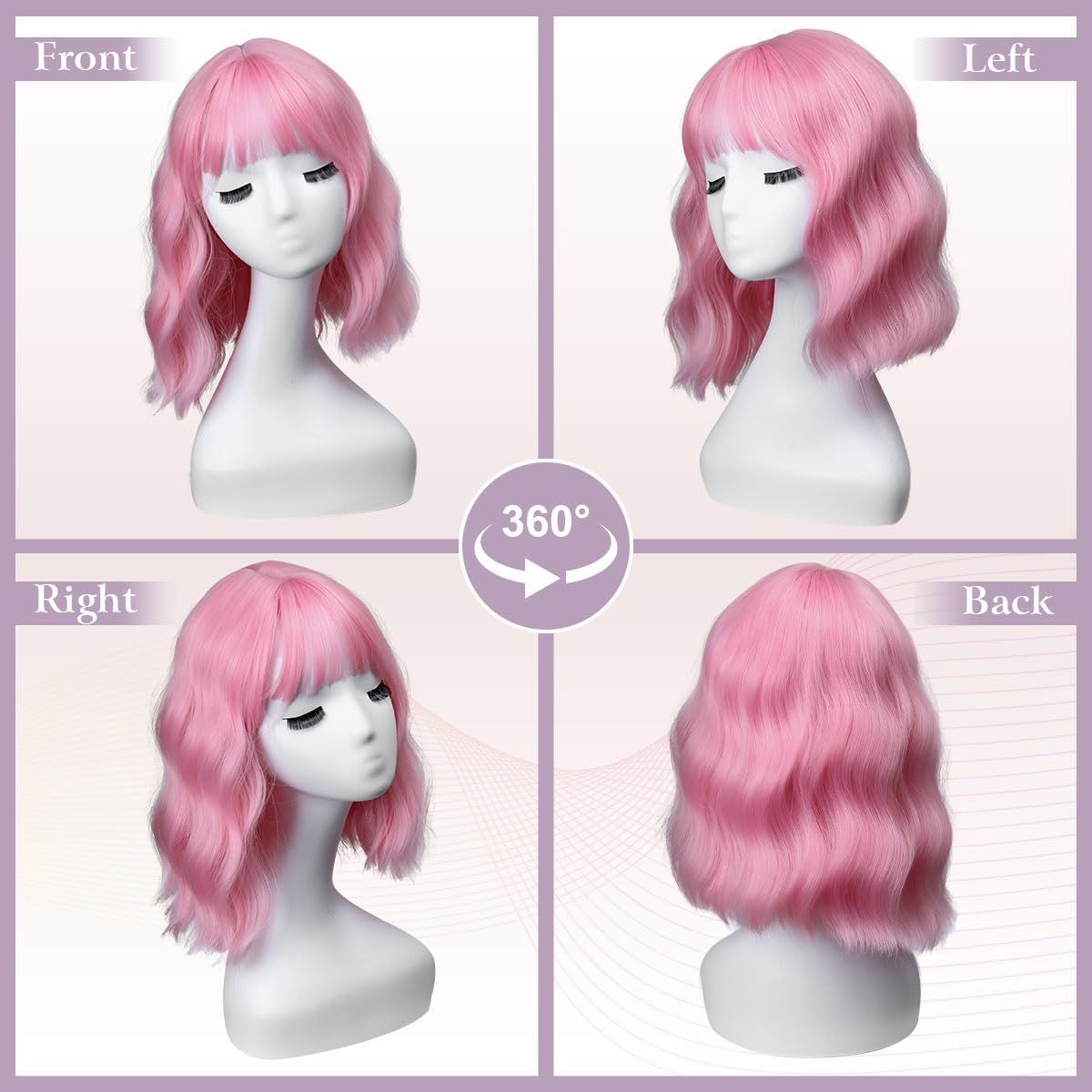 Plenday short wavy pink bob wig enables vibrant color and cosplay-ready looks.