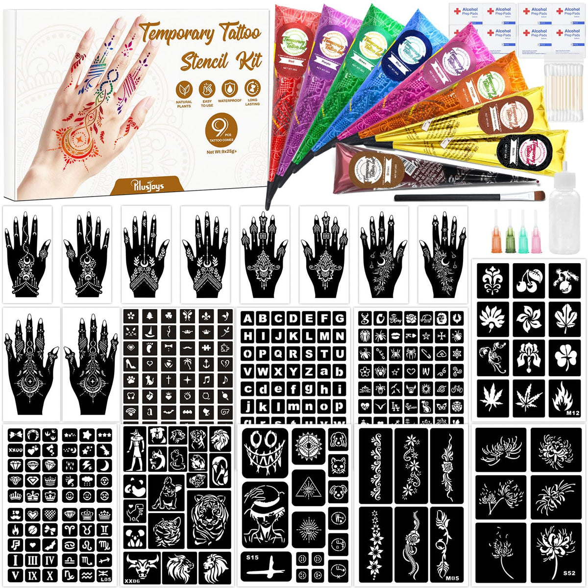 PllusJoys 315pcs tattoo kit designs—easy DIY skin art for all ages.