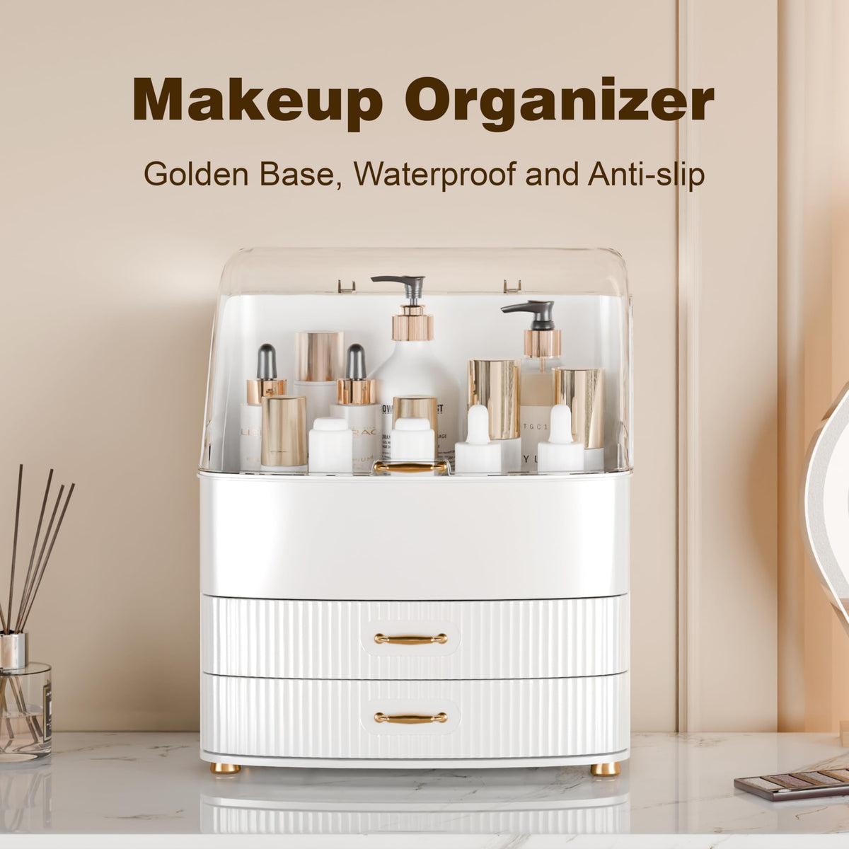 Plukers makeup organizer dustproof design keeps cosmetics clean and protected
