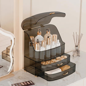 Plukers organizer with electroplated luxury handles and smooth drawer glide.