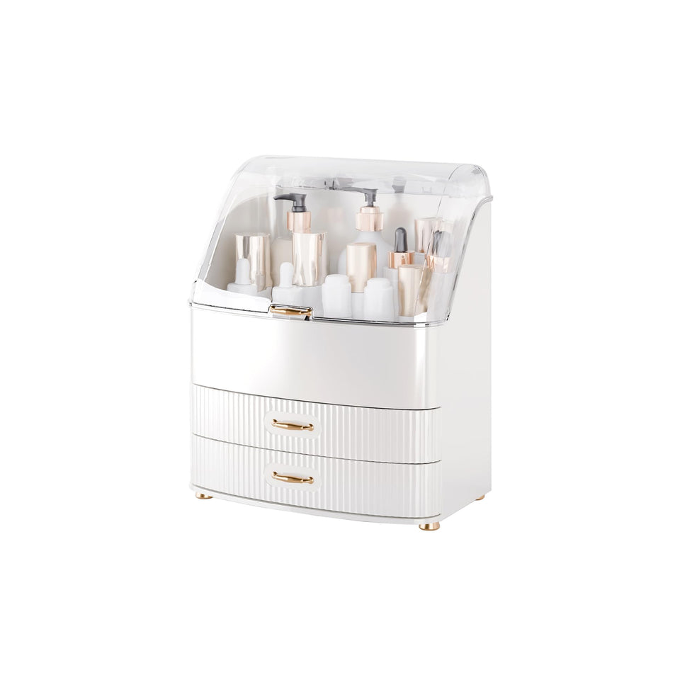 Plukers makeup organizer with transparent lid drawers for quick view on vanity