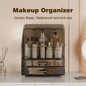 Plukers waterproof and dustproof design protecting cosmetics in humid bathrooms.