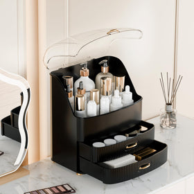 Plukers waterproof cosmetics organizer is easy to wipe clean for humid bathrooms.
