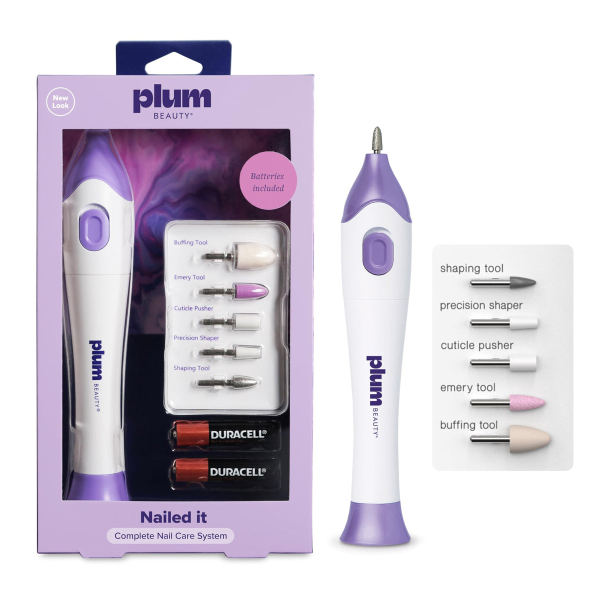 Plum Beauty cordless nail drill held in hand for at-home salon results