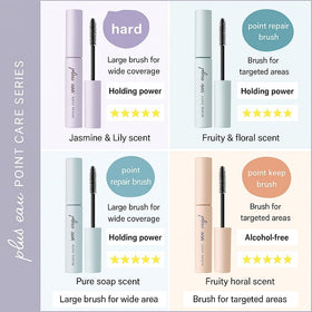 Plus eau Point Keep for ponytail smoothing with lightweight, flexible hold.