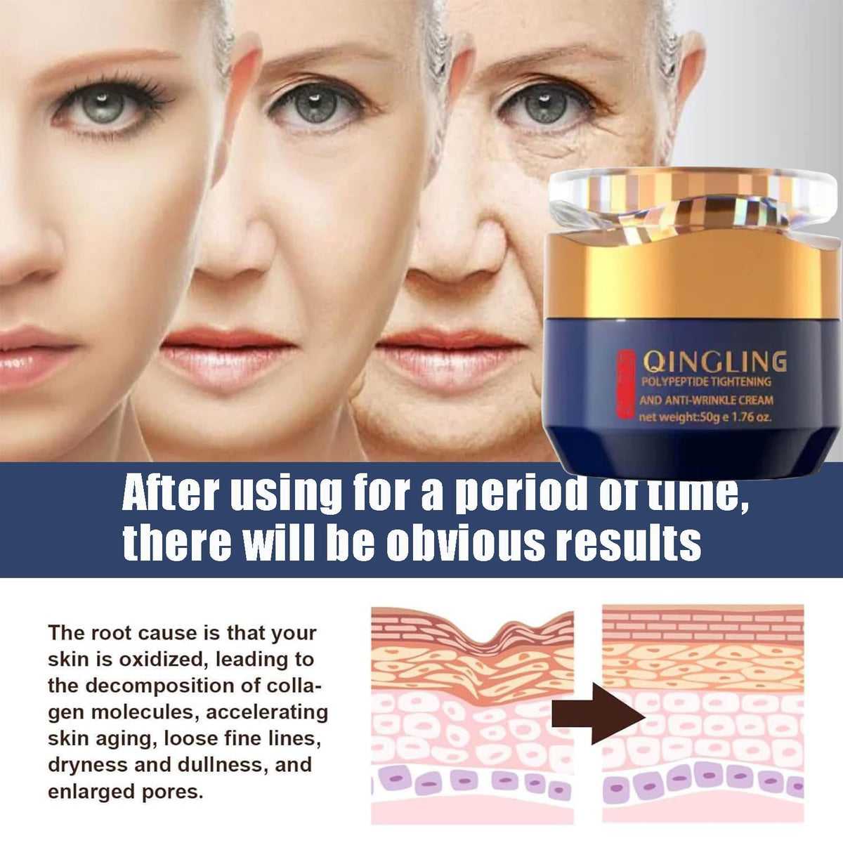 Applying Qingling cream on face demonstrates fast absorption.