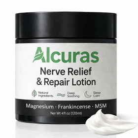 PLYNXE Alcuras Cream bottle top view showing quick, non-greasy absorption.