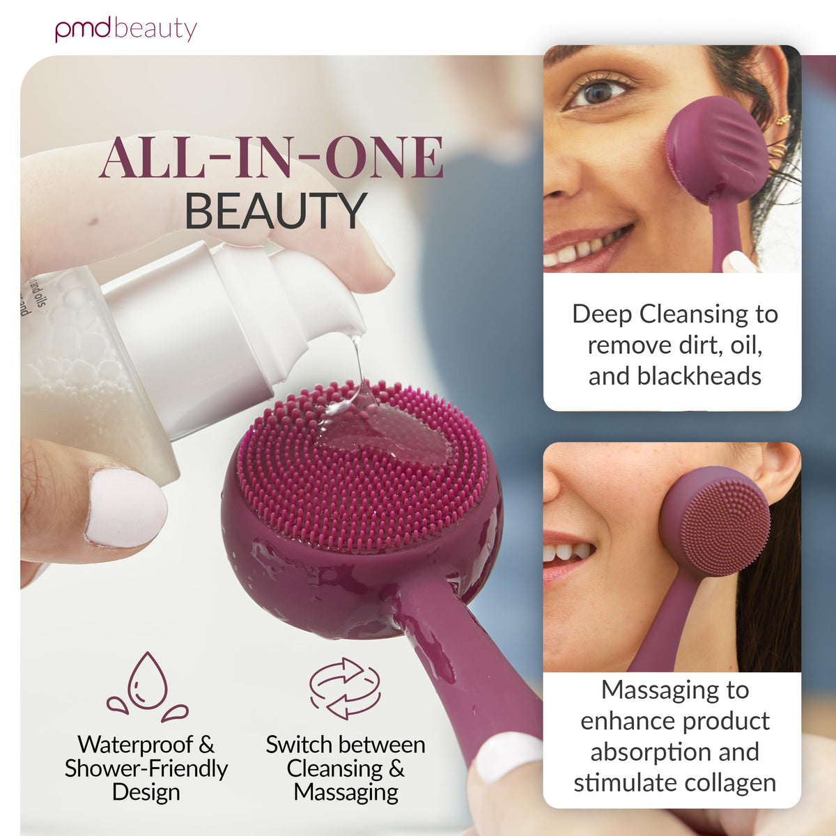 PMD Beauty Clean anti-aging massage close-up suggests potential for smoother-looking skin