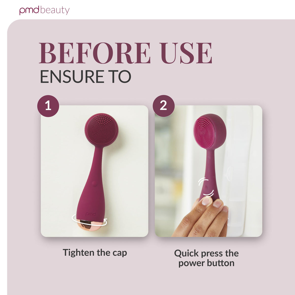 PMD Beauty Clean battery-powered mechanism ensures consistent cleansing performance