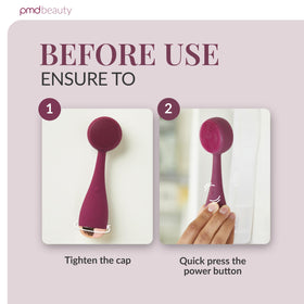 PMD Beauty Clean battery-powered mechanism ensures consistent cleansing performance