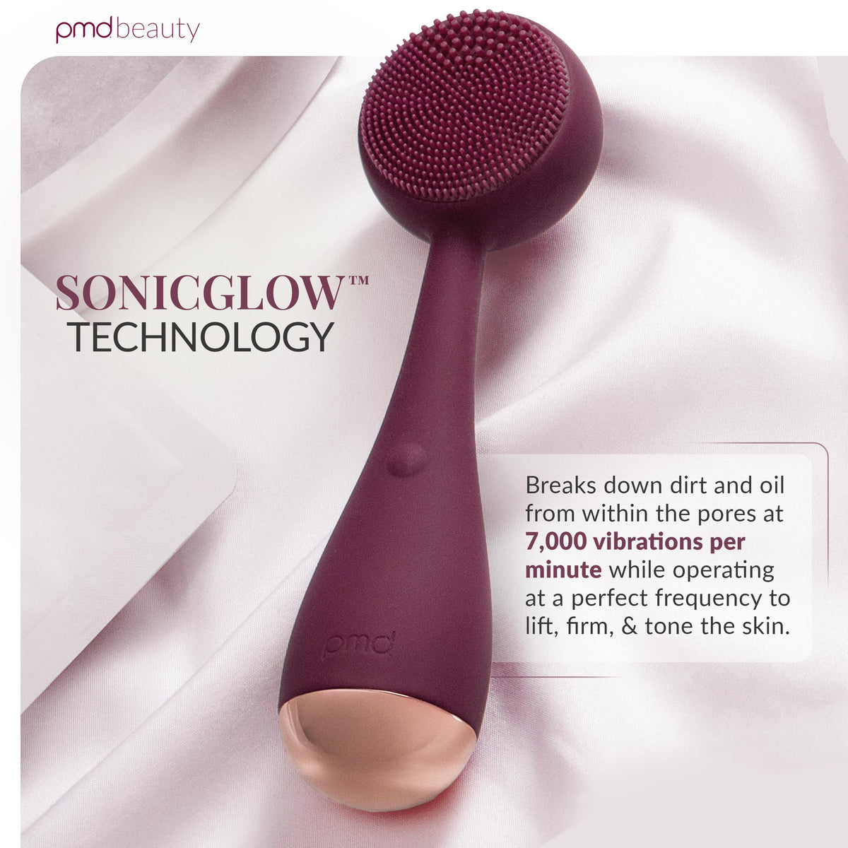 PMD Beauty Clean silicone bristles close-up highlight gentle cleansing for sensitive skin